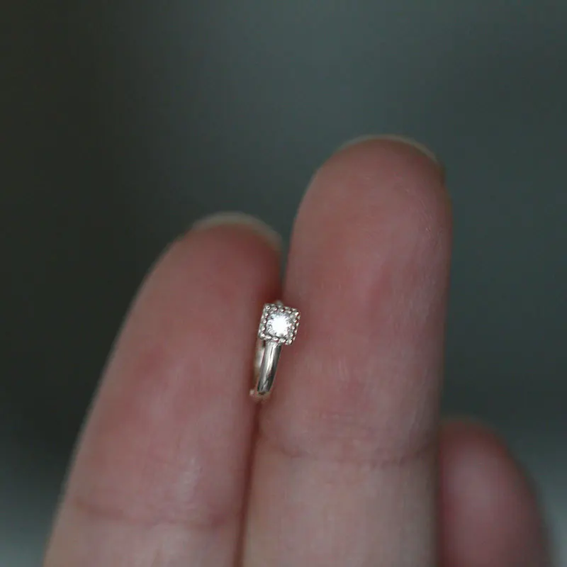 925 Sterling Silver French Simple Square Crystal Stud Earrings Women Small Sweet Student Girlfriends Jewelry Accessories Gift