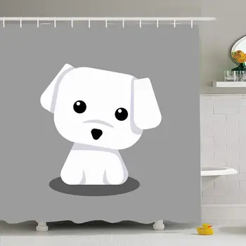 

Shower Curtain Set with Hooks 72x78 Style Pet Cute Canine Fun Mammal Adorable Breed Maltese White for Puppy Animals Domestic
