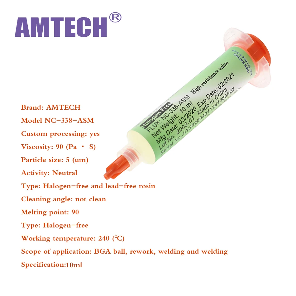 AMTECH NC 338 ASM Экологичная безгалогенная паяльная паста для материнской платы