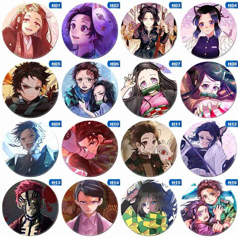 

Demon Slayer: Kimetsu no Yaiba Anime Badge Kamado Tanjirou Nezuko Kibutsuji Muzan Kanawo Sabito Metal Badge Brooch Pins