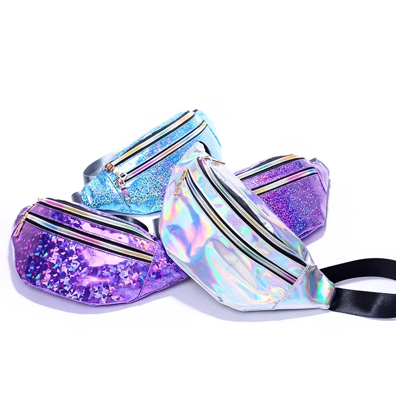 

2020 Spring and Summer Korean-Style Colorful Messenger Bag Women's Cool Double Pull Laser Sequined Shoulder Bag