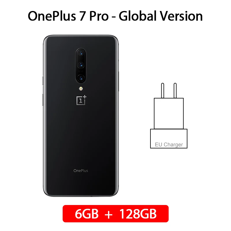 Смартфон OnePlus 7 Pro с глобальной ПЗУ, 6 ГБ, 128 ГБ, 48мп, тройная камера Snapdragon 855, 6,67 дюймов, AMOLED дисплей, отпечаток пальца, UFS 3,0 - Цвет: EU 6GB 128GB Black