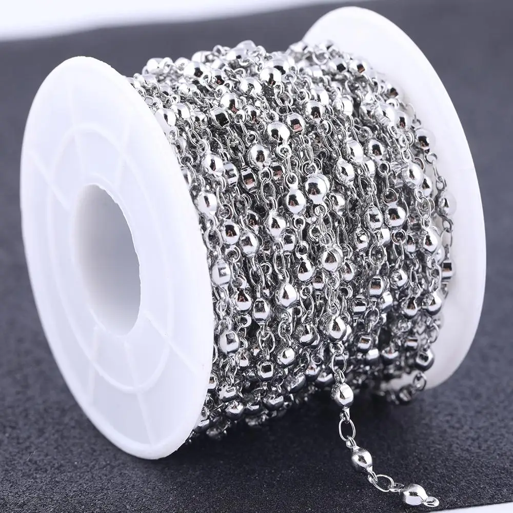 

10meters/roll Stainless Steel Ball Beaded Metal Jewelry Making Chains For Bracelet Necklace Making Diy Accessories