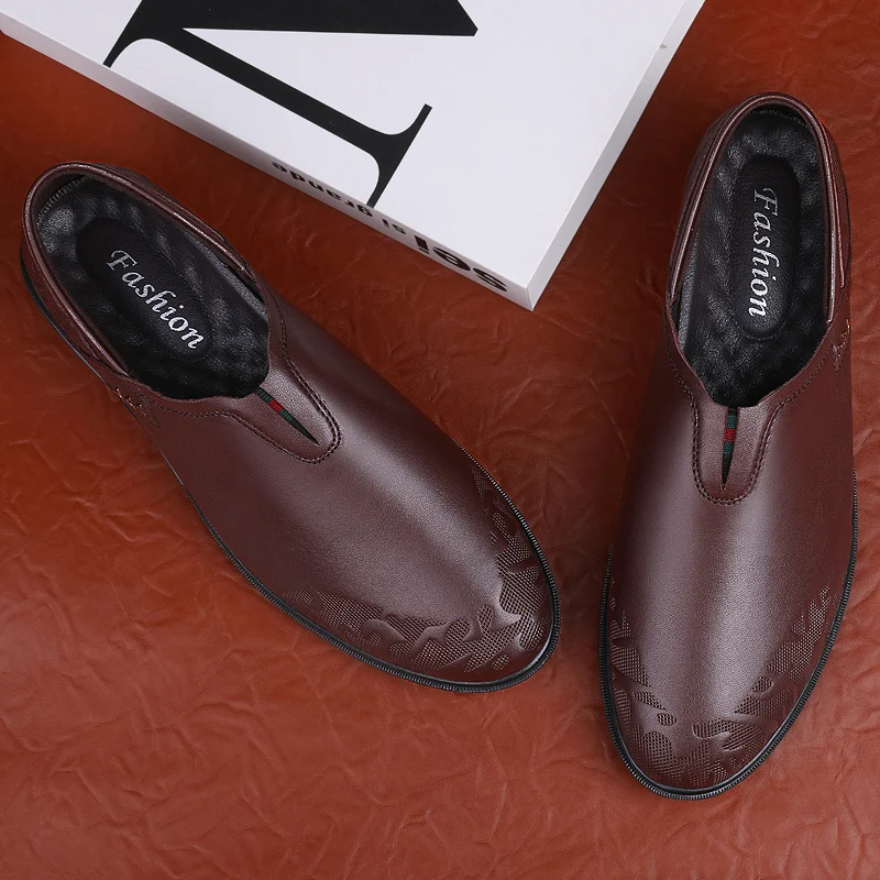 sapatos de couro genuíno não deslizamento de