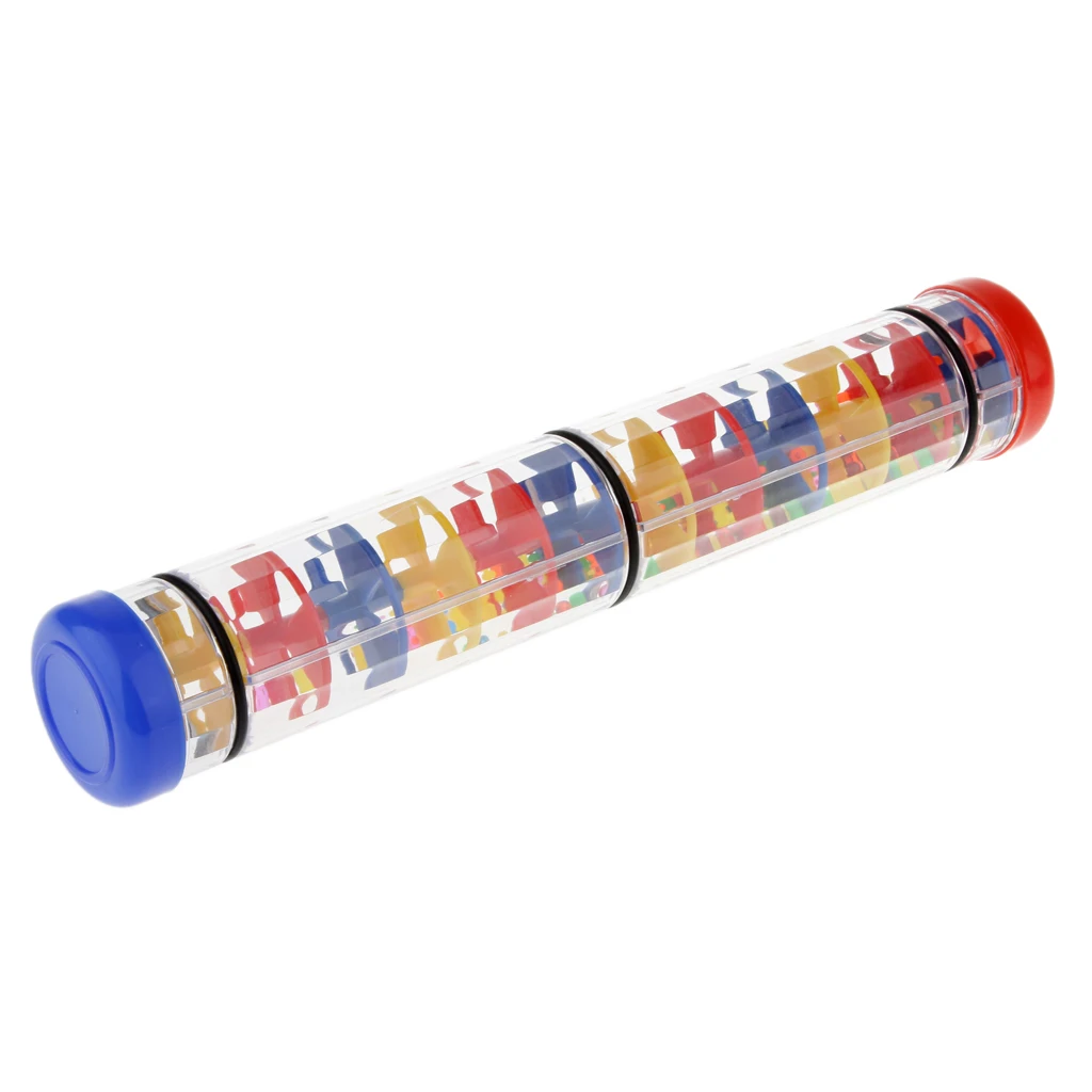 Plastic Rain Sound Maker Shake Colorful Beads Kids Learn Play Toy Gift 30cm