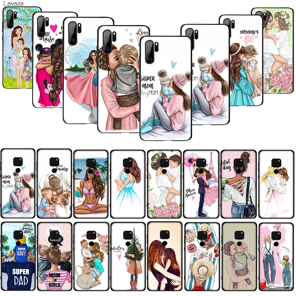 Lavaza Black Brown Hair Baby Mom Girl Queen TPU Soft Case for Huawei Honor view 20 9x Pro P smart Z Plus P20Lite Mate 30 Lite | Мобильные