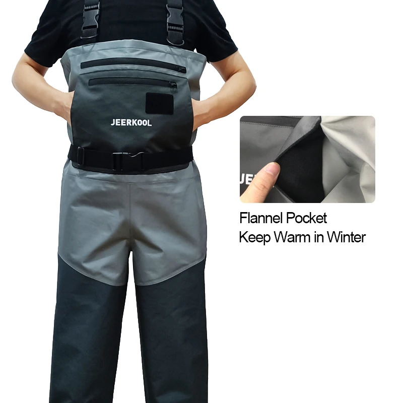 Fly Fishing Waders 5 Layers Fish Wading Pants Original JEERKOOL Chest Overalls Waterproof Clothes Soft Waders Breathable Boot
