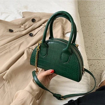 

Fashion Alliagtor Semicircle Women Handbags Designer Chains Shoulder Bags Luxury Crocodile Pu Leather Crossbody Bag Small Purses