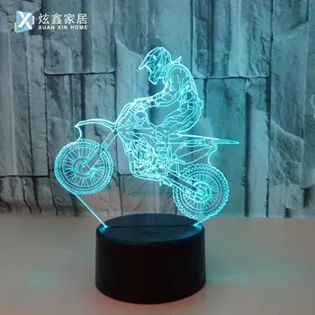 

New Riding Motorcycle 3D Lights Colorful Visual Stereo Lights LED Gradient Touch Remote Control Home Decoration Bedroom Lights