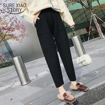 

Harem Pants Women Fashion 2019 Winter Woolen Pants High Waist Casual Solid Warm Female Ladies Long Trousers Plus Size 1787 50
