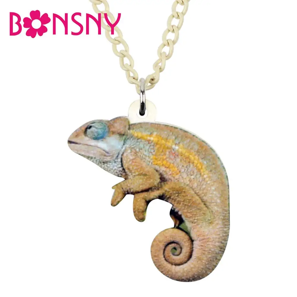 Bonsny акриловые аниме ящерица колье Хамелеон подвесная цепь Новинка животных