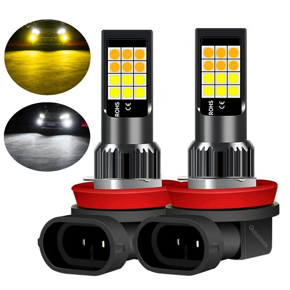 2 pçs dupla cores h11 h8 9006 hb4 881 h27 alta qualidade 3030 led auto nevoeiro lâmpada do carro anti nevoeiro lâmpada de luz de nevoeiro branco amarelo