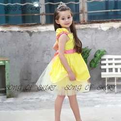 Off The Shoulder Bow Knot Wedding Flower Girl Dresses Tulle Children's First Communion Skirt Sunshine Cute Performance Skirt