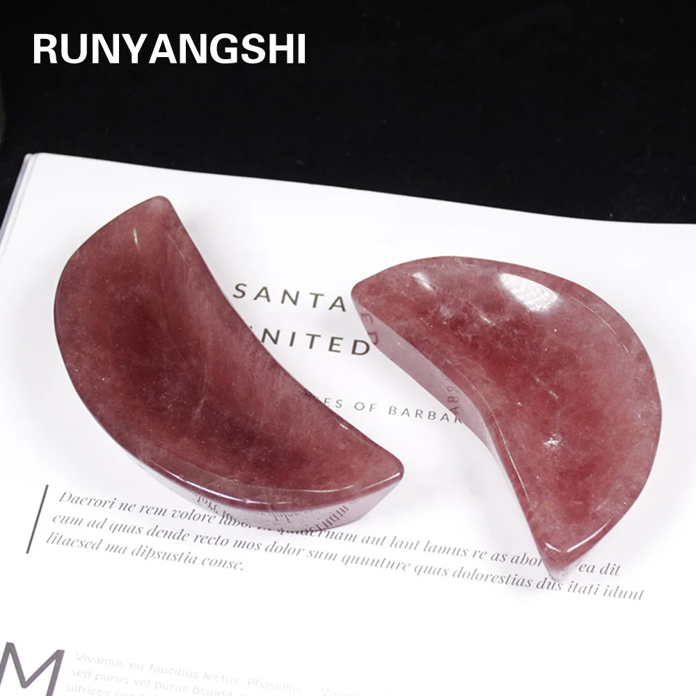 Натуральный клубничный кварц в форме Луны Runyangshi 1 шт. Хрустальная чаша ручная