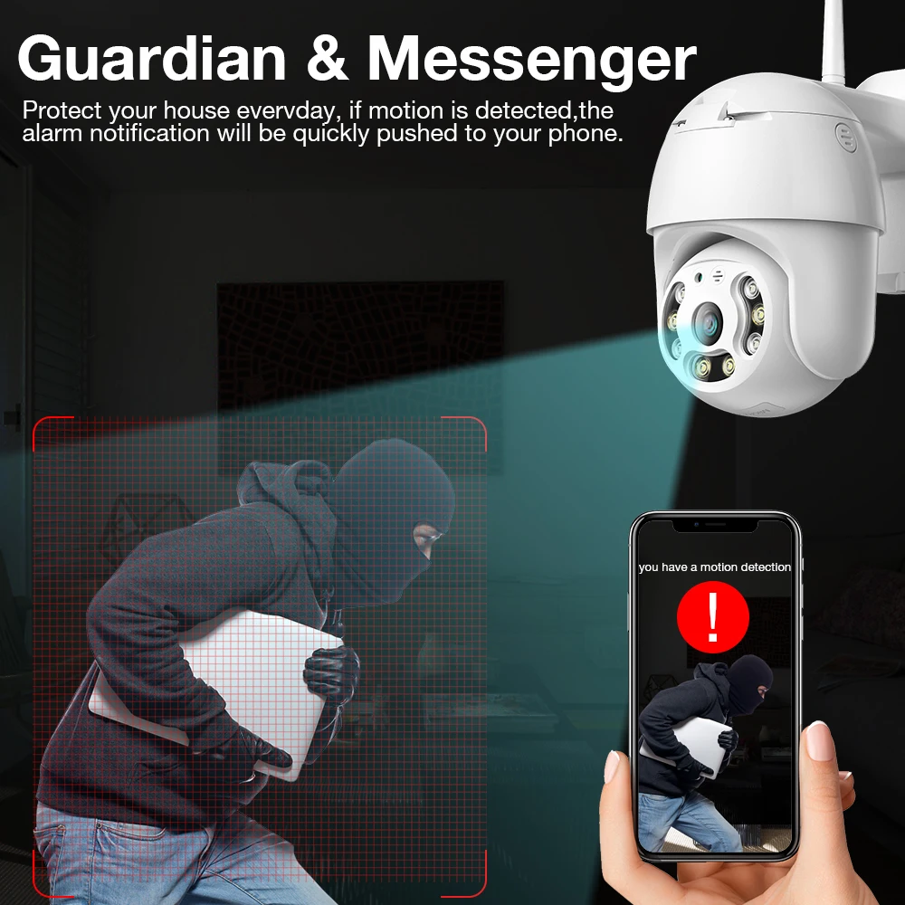 5MP PTZ Wifi IP Camera Outdoor 5X AI Human Detect Auto Tracking Wireless Camera Audio1080P 3MP Security CCTV Surveillance Camera
