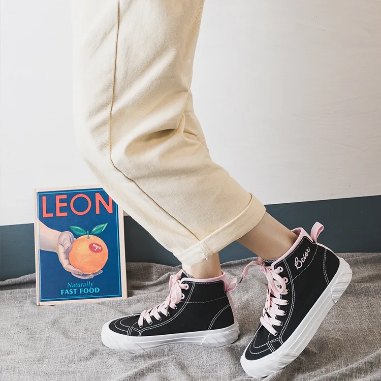 

2019 Autumn New Style Retro Canvas Shoes Student Hight-top Korean-style Harajuku Casual Versatile Skate Shoes