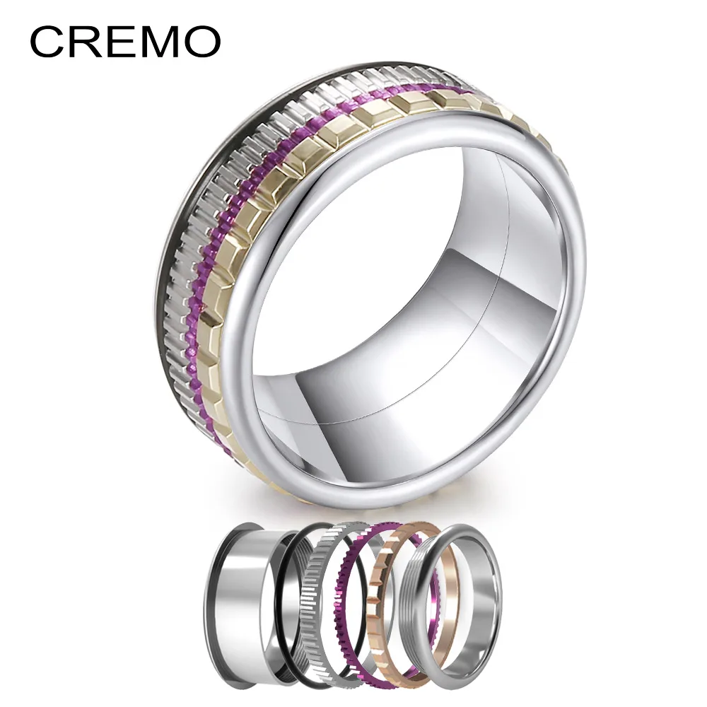 Cremo вращающиеся кольца женские комбинированные кольца из нержавеющей стали кольца различные взаимозаменяемые смешанные и подходящие обручальные кольца