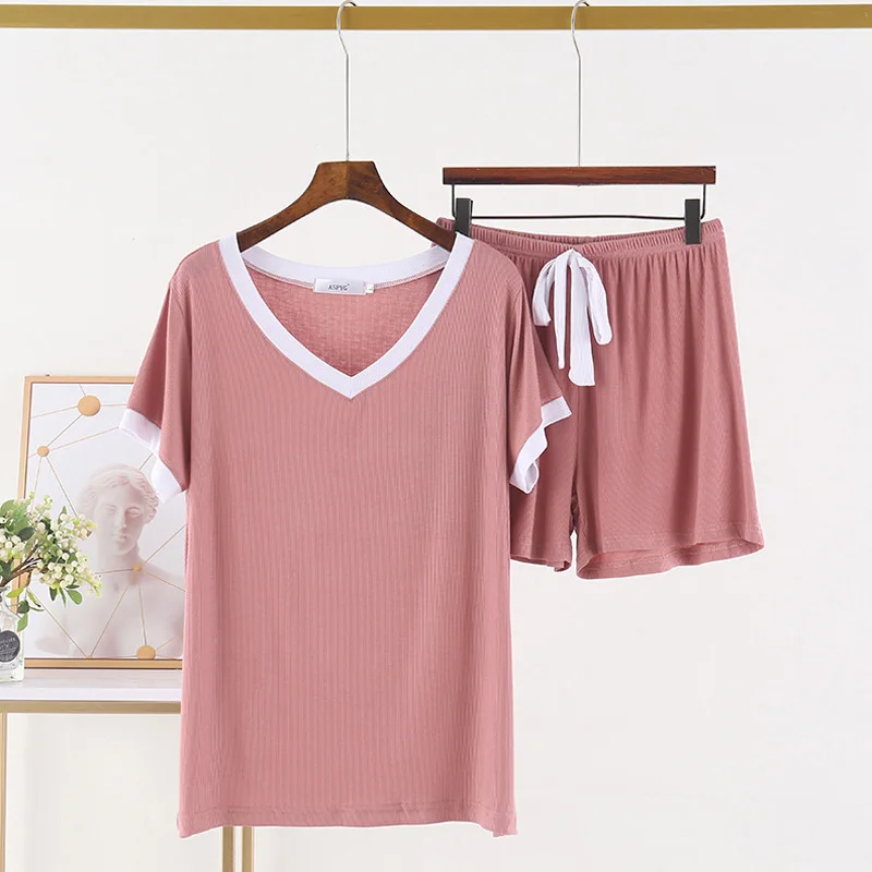 

Summer Women's Modal Pajamas Set Shorts Sleepwear Loose Casual Home Clothes for Home Suit Pyjamas Comfort Nightwear