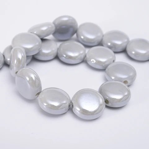 Oblate Ceramics Beads Solid Smooth Loose Spacer Beads for Jewelry Making DIY Bracelet Necklace Earrings Accessories