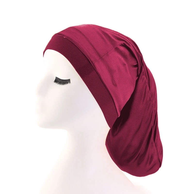 Wide Elastic Band Satin Hair Caps 