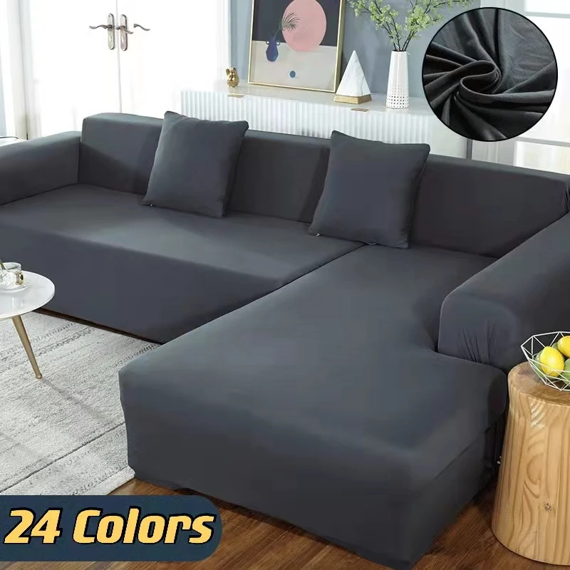 1/2/3/4 Seater Sofa Covers for Living Room Elastic Solid Corner Couch Cover L Shaped Chaise Longue Slipcovers Chair Protector | Дом и сад