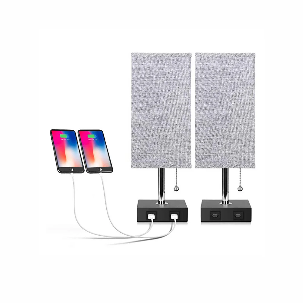 

Modern Simple Table Lamp Double Charge USB Desk Lamp Bedside Lamp Double Socket Lamp Head Pull Cable Switch Bedroom