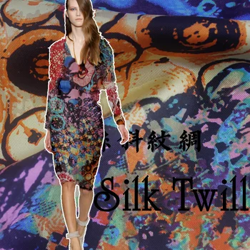 

Silk Twill Fabric Cloth European and American Fashion Cheongsam Shirt Dress Material/1m