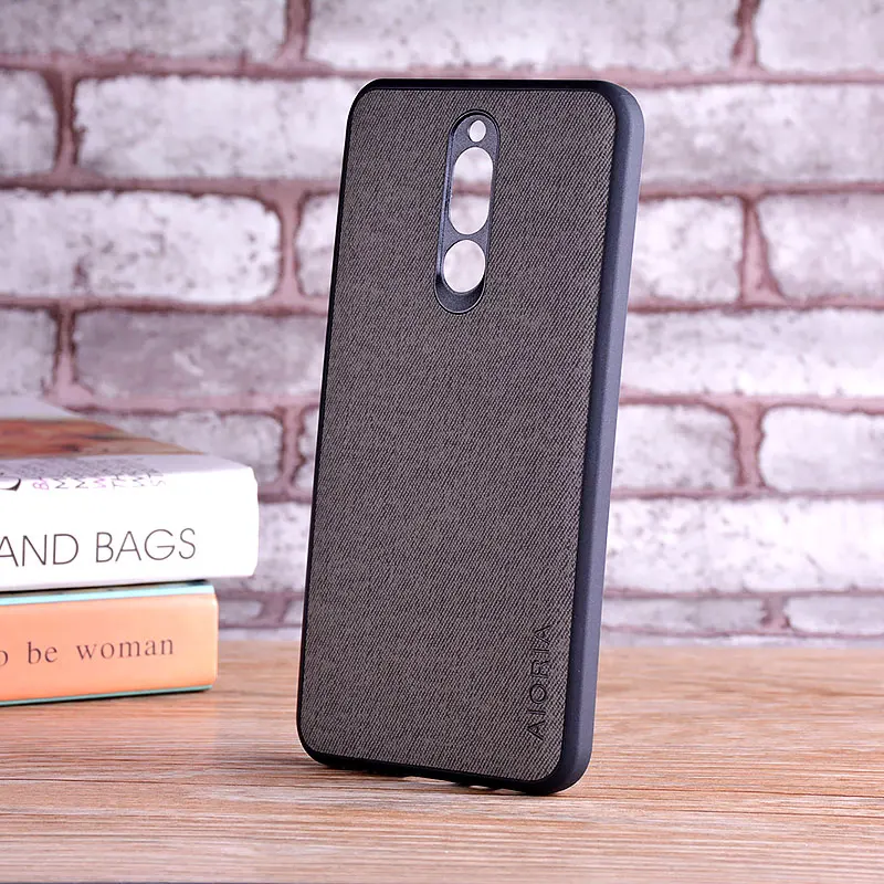 Dark Gray Чехол для Xiaomi Redmi 8, роскошный текстильный кожаный чехол, мягкий ТПУ Жесткий чехол для телефона Xiaomi Redmi 8, чехол, funda - Цвет: Dark Gray