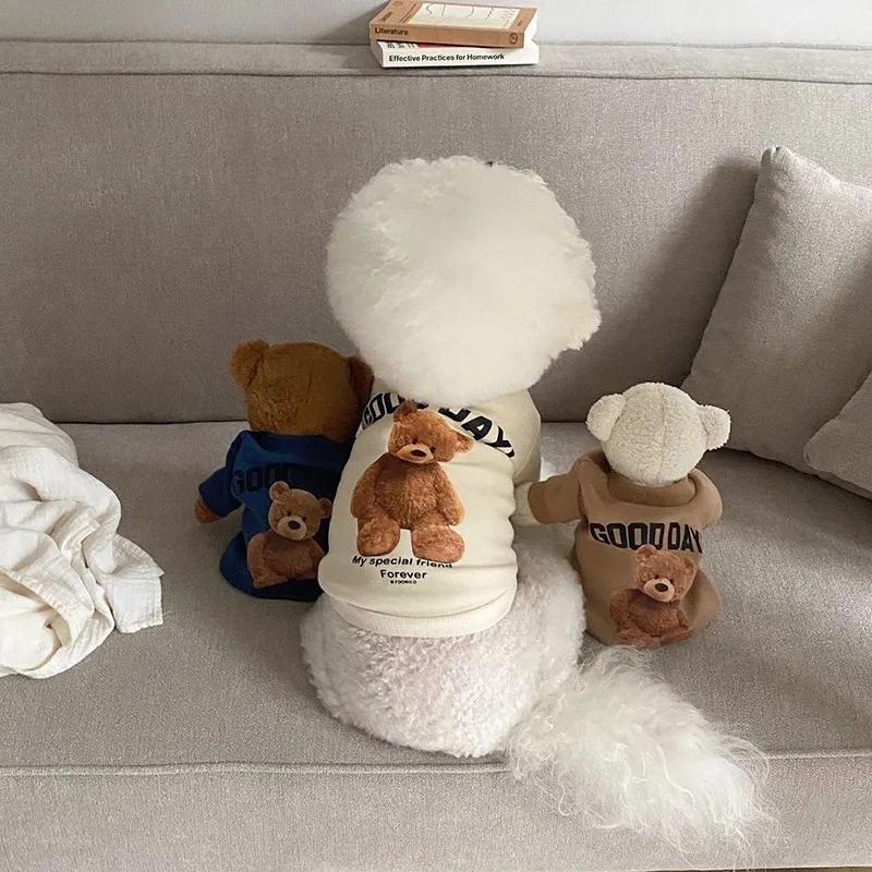 Cute Bear Dog Clothes Winter Pet Clothes Warm Dog Pullover Hoodie For Small Dogs Chihuahua Cartoon Puppy Cat Clothing pet clothes