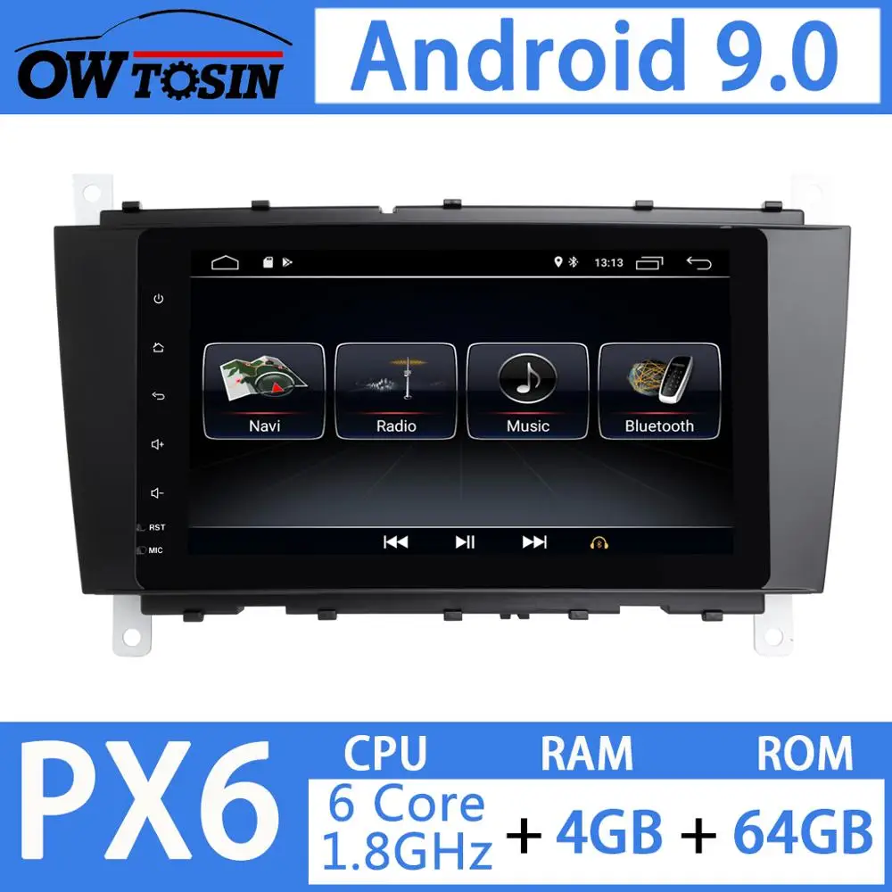 Best 8" Android 9.0 PX6 4+64G Car Multimedia Player For Mercedes Benz C CLC Class W203 W209 C220 C230 C240 C250 C270 C280 Radio GPS 0