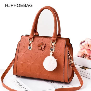 

HJPHOEBAG Women's Fashion Handbags Women Large Capacity Shoulder Bags Women Messenger Bags Fur Ball Bags High Quality Bags YC381