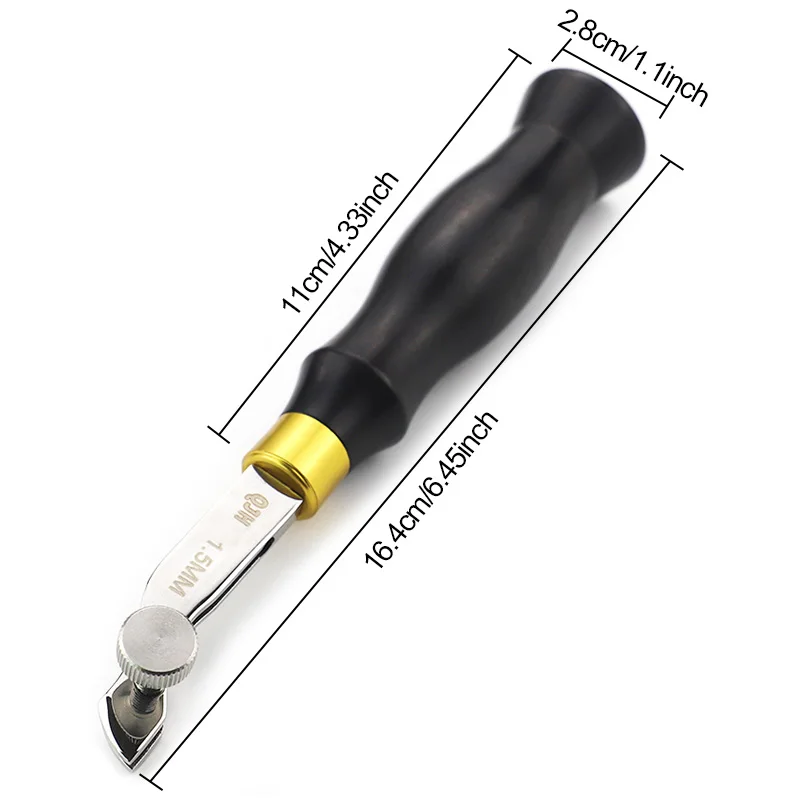 Ebony Handle Adjustable Stainless Steel Creaser Press Sideline Edge Ebony Handle Leather Craft Tool DIY 0.5/1.2/1.5mm Craft Tool