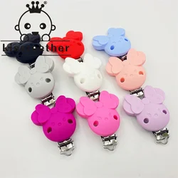 Kissteether 1pcs Baby Pacifer Clips Silicone Mouse Teether Clip DIY Baby Dummy Chain Nipple Soother Animal Nursing Teething Toy