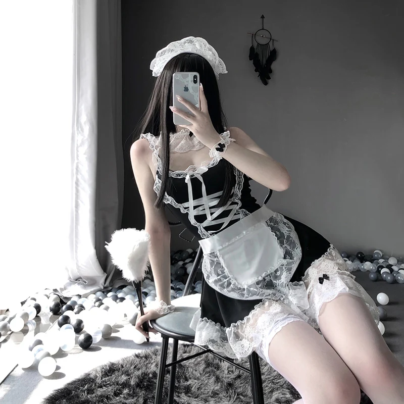 Kawaii японское сексуальное женское белье Pornos костюм для женщин платье служанки