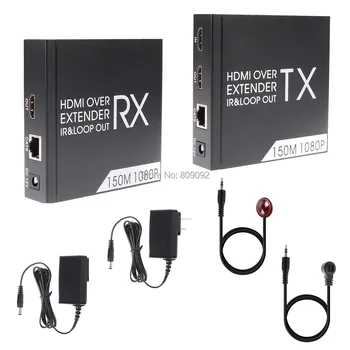

150M HDMI Extender Support POE and HDMI Loop Output With IR Remote 1080P HDMI Repeater Over Cat6 Cables HDMI to RJ45 TX RX