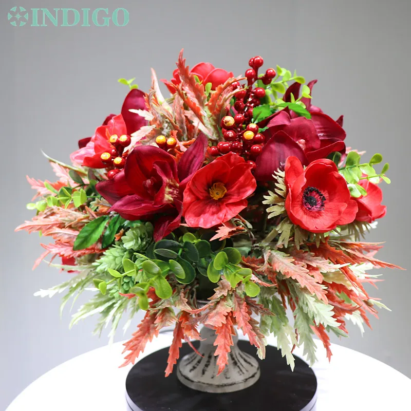 Индиго дизайн-1 набор красный анемон Рождество Цветочная композиция бонсай букет стол центральный подарок