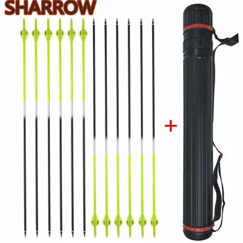 

12pcs 30" Archery Carbon Arrows Spine 500 Carbon Hunting Arrows Replaceable Broadhead With Arrow Quiver For Shooting Accessories