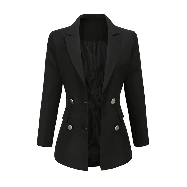 2021 Newest Fashion Designer Blazer Jacket Women's Shawl Collar Double Breasted Lion Buttons Slim Fitting Blazer