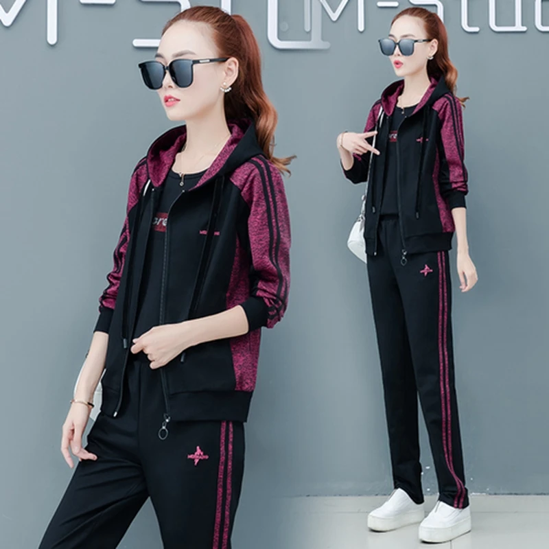 

tracksuits for women 3 Piece set sportswear outfits fitness co ord set 3 3pcs pants suits and top plus size big clothing