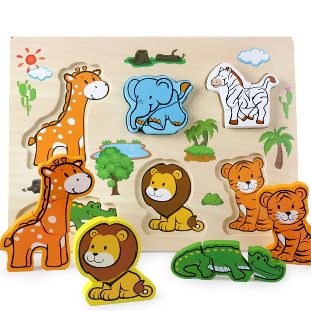 None 3D Wooden Jigsaw Puzzle Pairing Toys Educational Parent-children Interaction Toy for Children