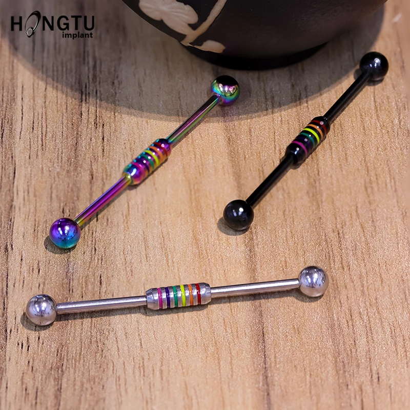 

1PCS Multiple Colors Industrial Barbell Earrings Piercing Long Bar Cartilage Scaffold Piercing Ear Helix Tragus Body Jewery