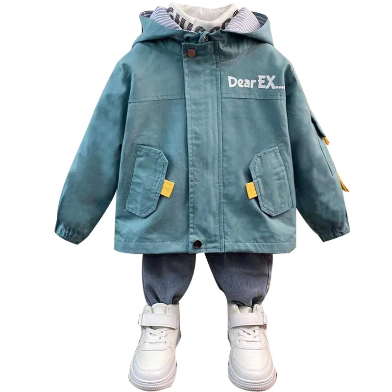 New Boys Hooded Long Sleeve Coats 0-9 Years Old Spring and Autumn Baby Kids Jackets Letter Casual Children's Clothes for Boy 6