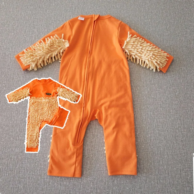 Одежда для малышей, Практичный комбинезон для уборки пола, осенняя одежда для ползания, детская одежда, комбинезон из синели - Цвет: B Orange Zip