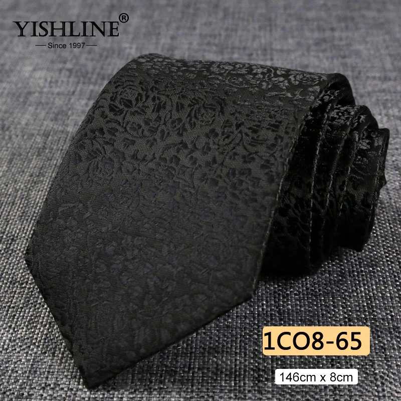 1CO8-65 YISHLINE, распродажа, 8 см, мужские галстуки, классический галстук, синий, для мужчин, в полоску, в клетку, серый, розовый, деловой галстук для жениха, свадебные аксессуары - Цвет: 1CO8-65