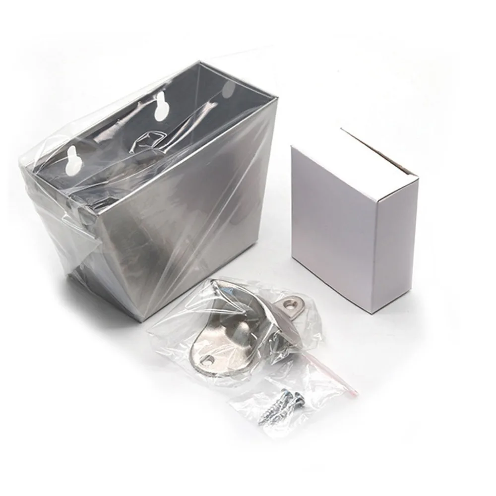 Capsule collection bucket Stainless Steel Bar Wall Mount Bottle Beer Opener Tool Cap Catcher Box #4C07 (6)