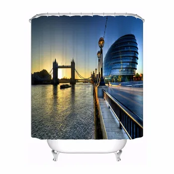 

CustomLondon Sunset at Bridge Shower Bath Curtain Mildewproof Waterproof Polyester Various Sizes#180417-03-04