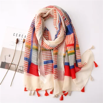

New Brand Cotton Scarf For Women 2020 Print Hijabs Shawls Foulard Femme Pashmina Scarves Beach Stoles Bandana Headband Echarpe