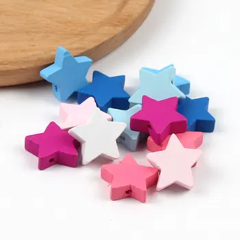 

DIY 40pcs 20mm Multicolour Star Shape Wood Beads for Jewelry Making Necklace Bracelet Loose Spacer Beads Findings