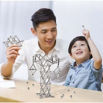 

63-189pcs Metal Magnets Cube Construction Magic Building Blocks Children Educational Puzzle Toys Magnetic Sticks Steel Balls Set