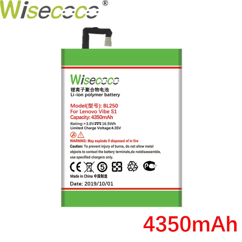 WISECOCO 4350 мАч BL250 батарея для lenovo VIBE S1 S1c50 S1a40 мобильный телефон последняя продукция батарея+ код отслеживания